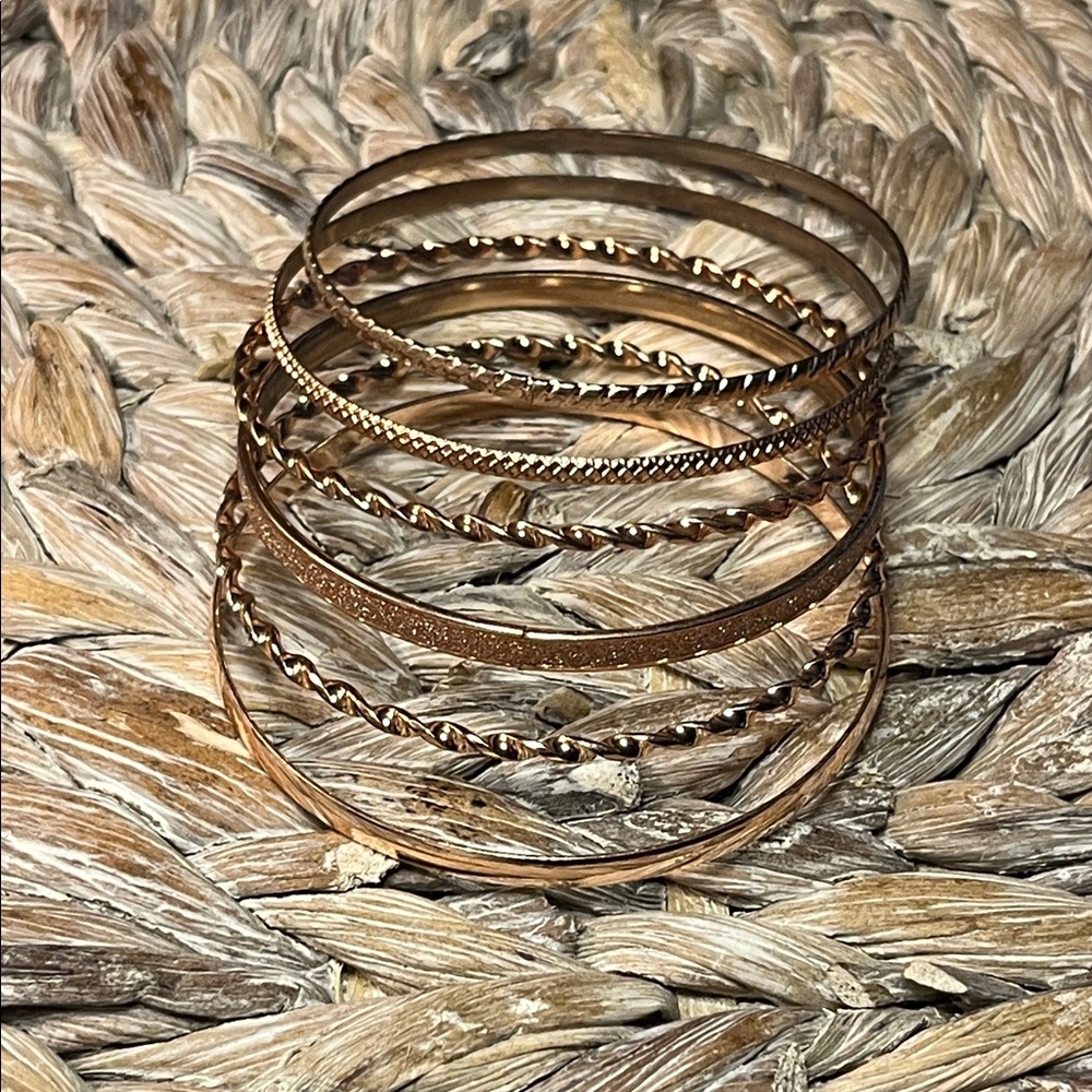 Rose‎ Gold Tone Six Bangle Set